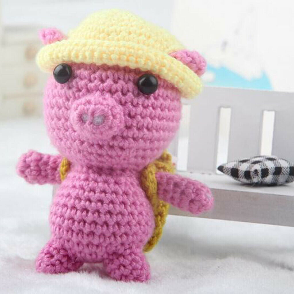 5 Sets Animal Pig Crochet Kit for Beginner Starter Learn to Knitting Crafts