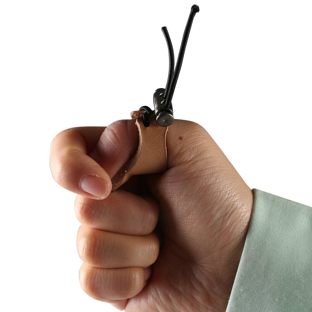 Leather Archery Thumb Protector Guard Finger Tab Target Hunting Brown 2cm