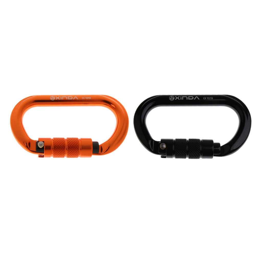 2x 25KN Outdoor Rock Climbing Security Safety Buckle Carabiner Hook  Locking