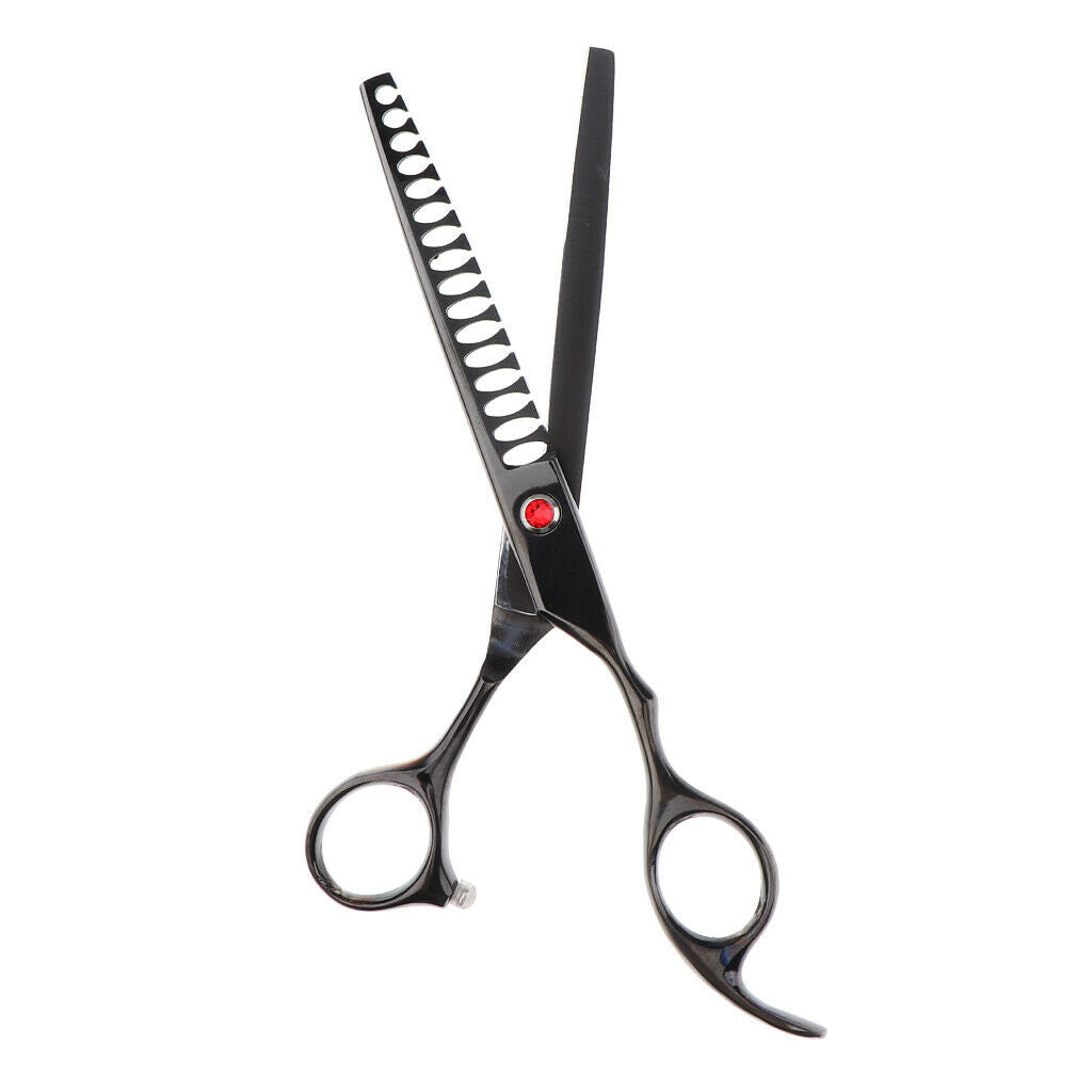 Teeth Fishbone Scissors Pets Grooming Thinning Shears Salon Hairdressing Black