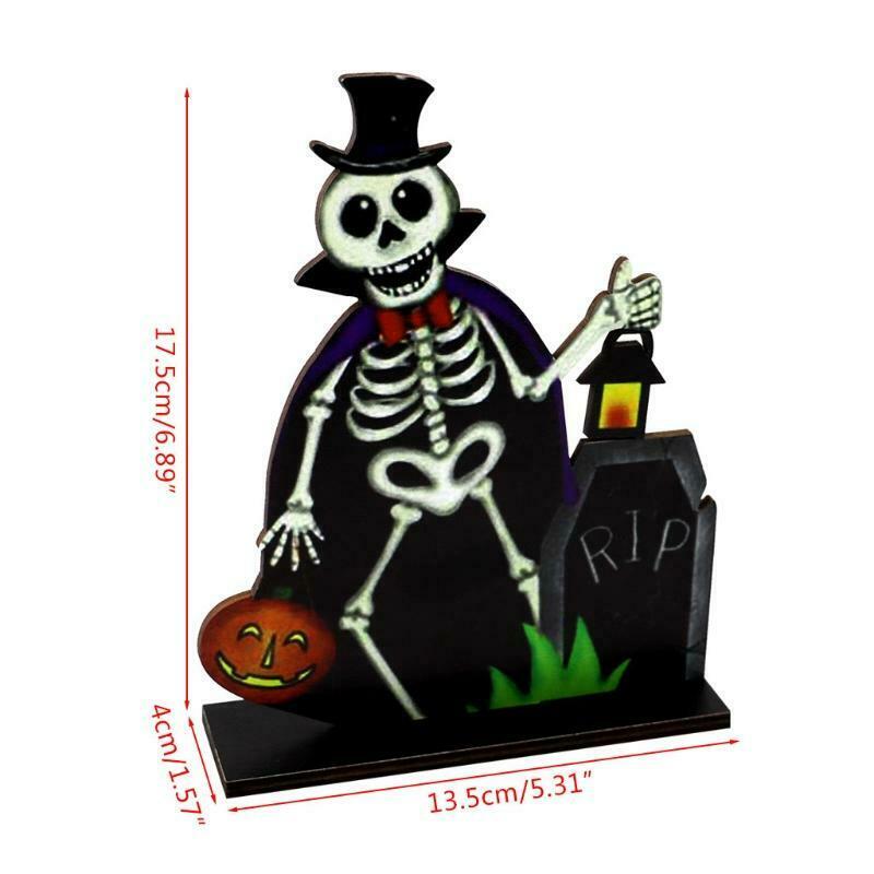 Vampire Skeleton Wooden Sign Pumpkin Tombstone Halloween Table Topper Decoration