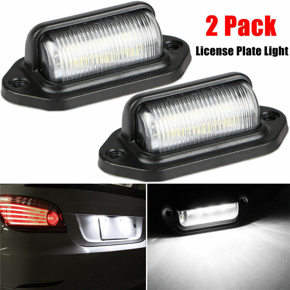 2X Waterproof 6 LED 12V License Plate Light Car Boat Truck Trailer Step Lamp ~
