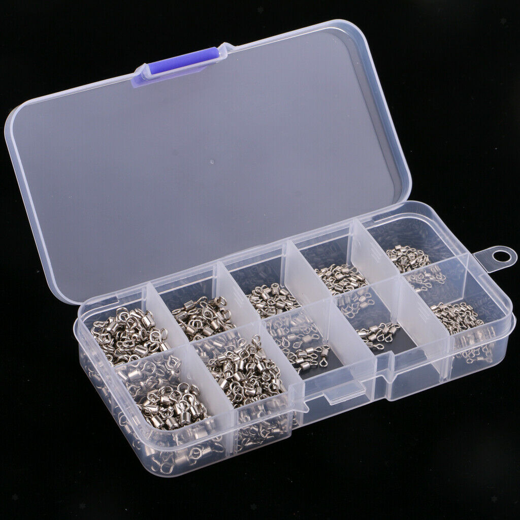 500 Pcs Fishing Swivels Rolling Swivels Connector Ball Bearing Solid Rings