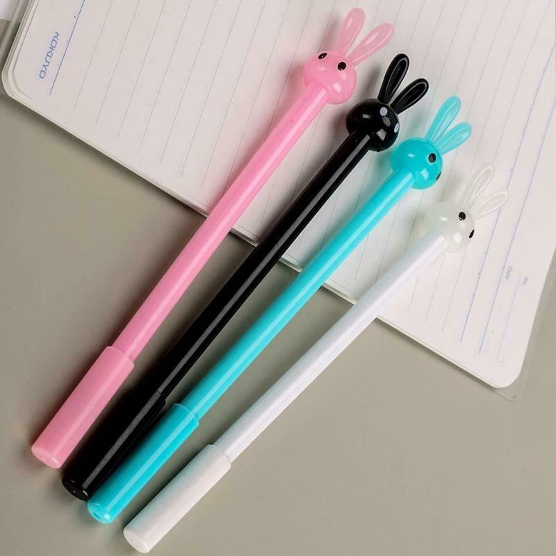 8 Pcs Lovelty Rabbit Black Gel Pen Cute Refillable Gel Pen Set 0.5mm Needle Nib