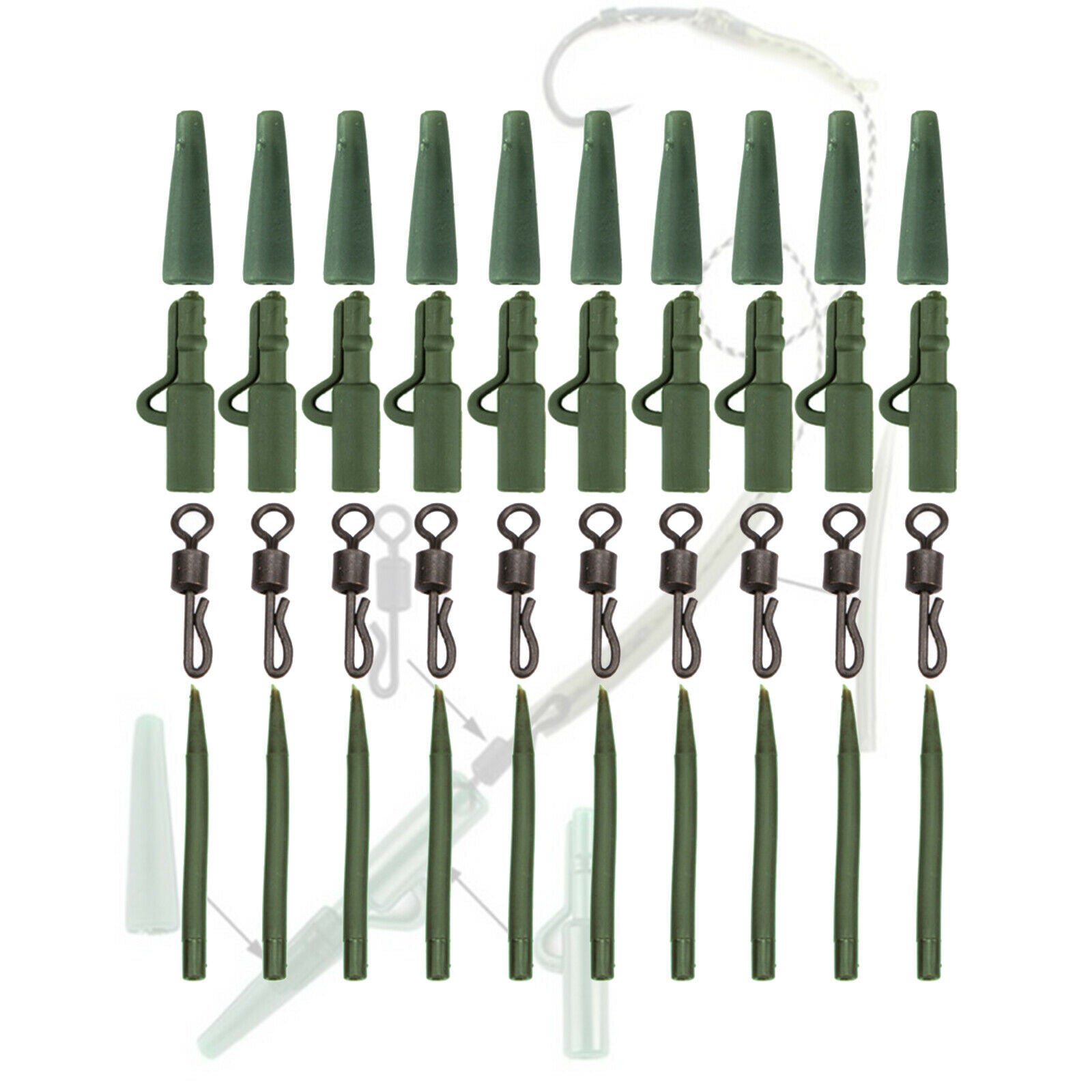 40pcs/set Carp Fishing Tackles Rolling Swivels Terminal Tackle Accessories