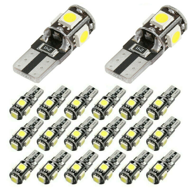 6Pcs T10 168 194 W5W 5 SMD White Led Canbus Error Free Car Side Wedge light Bulb