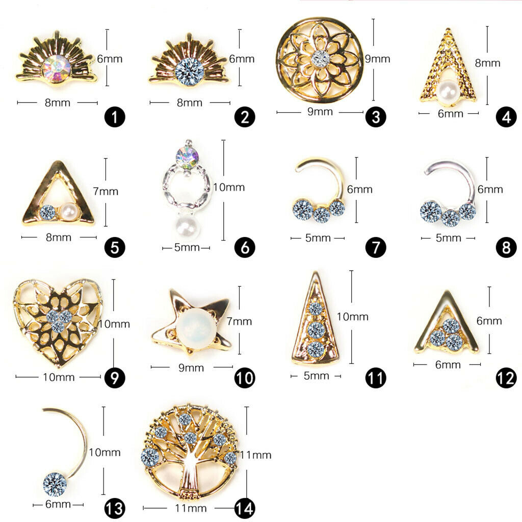 10Pcs Nail Art Tips Rhinestone Glitter Jewelry Decoration Rhinestones 09