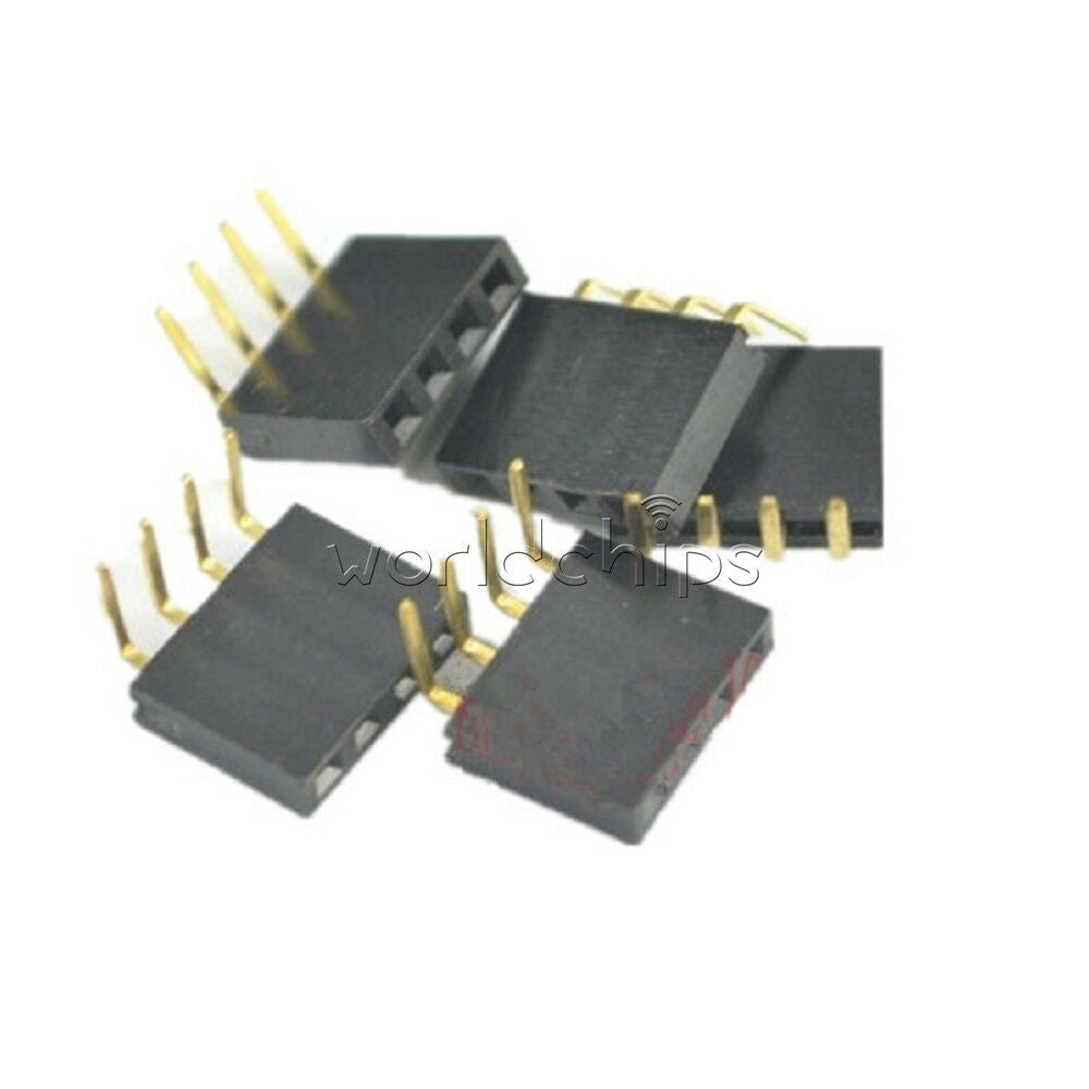 20PCS 1x4Pin Header Right Angle Female Single Row Socket Connector 2.54mm Pitch