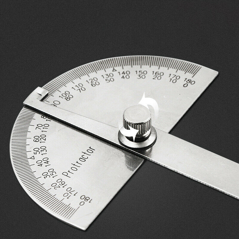 Stainless Steel Angle Ruler 180° Protractor Round Finder Arm Measuring Tool