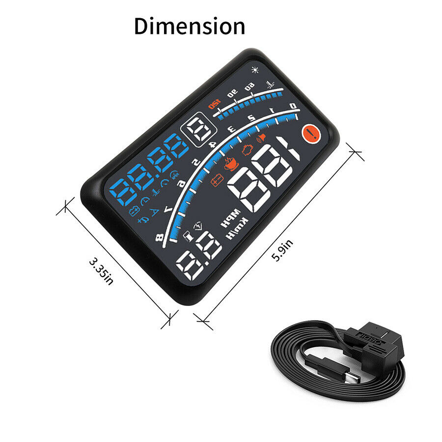 Universal 5.5'' Car HUD Head Up Display OBD2 Speedometer Projector Speed Warning