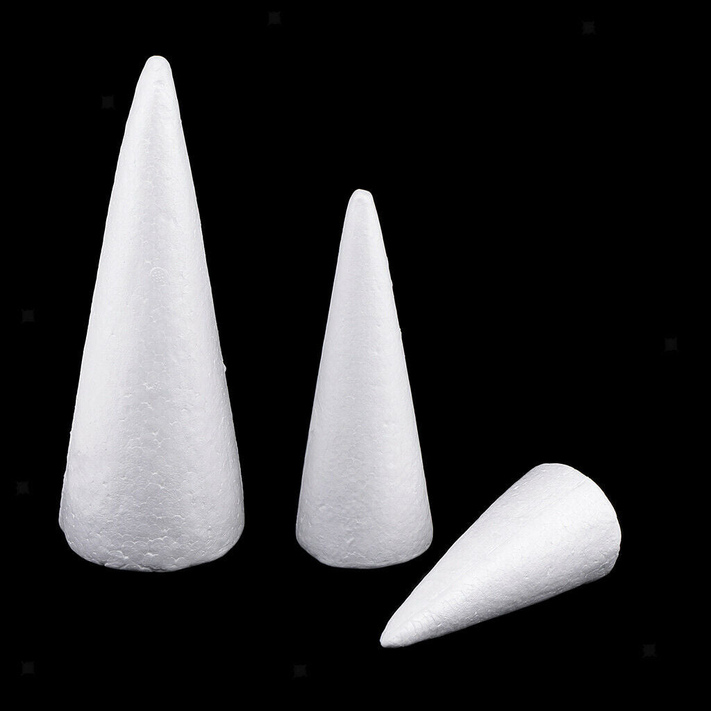 3x Cone Styrofoam Foam DIY Christmas Tree Base Material Ornament 15/20/25cm