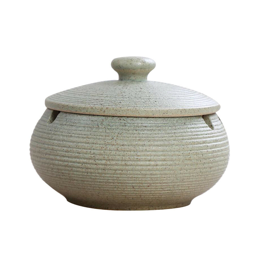 Nordic Ashtray Ceramics Ashtray with Lid for Indoor Outdoor Use Light Blue