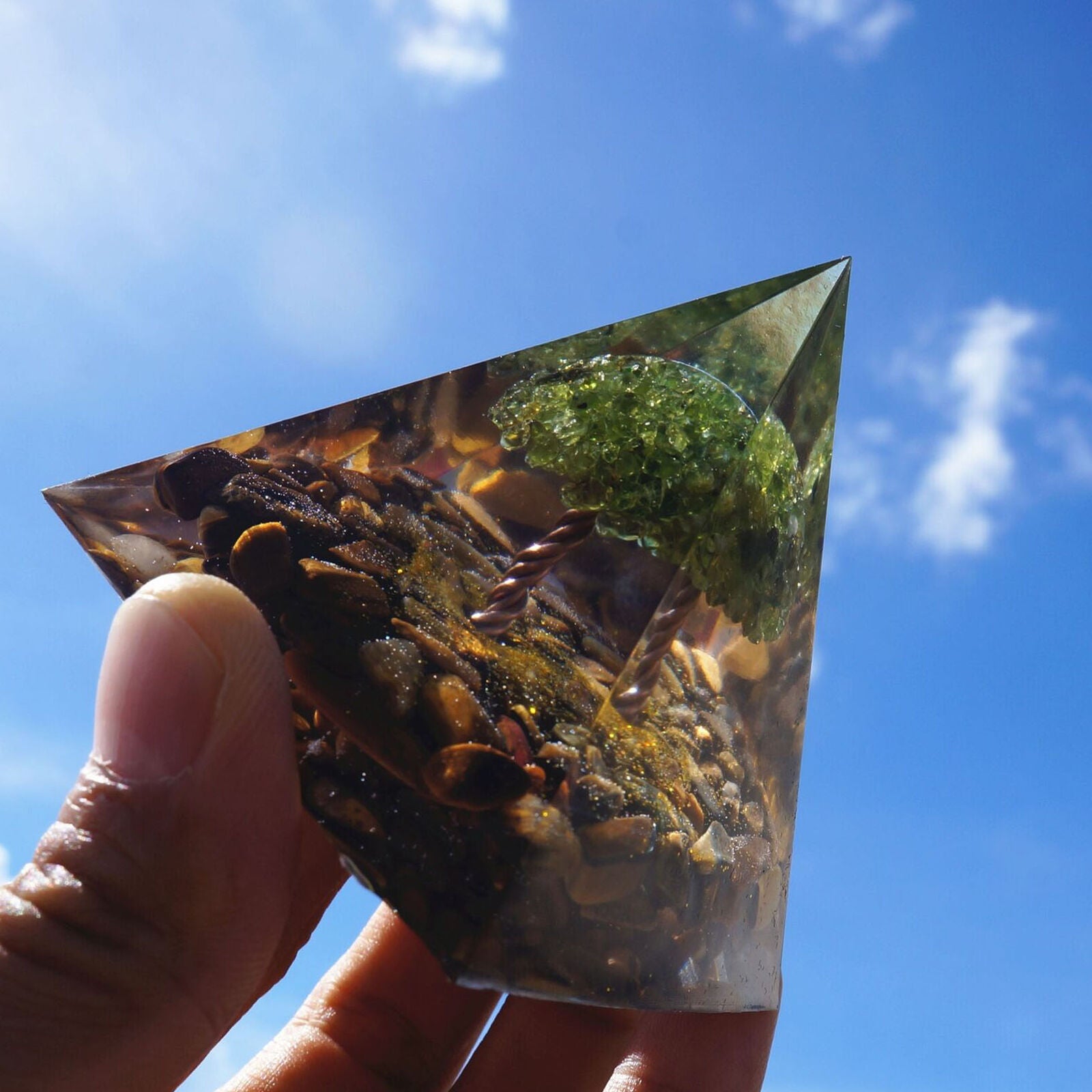 Crystal Orgone Pyramid, Reiki Healing Chakra Meditation Large Orgonite Pyramids