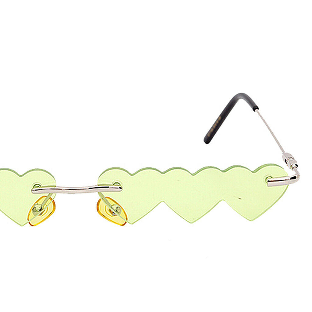 2pcs Rimless Love Heart Sunglasses Luxury Designer Outdoor Sun Glasses