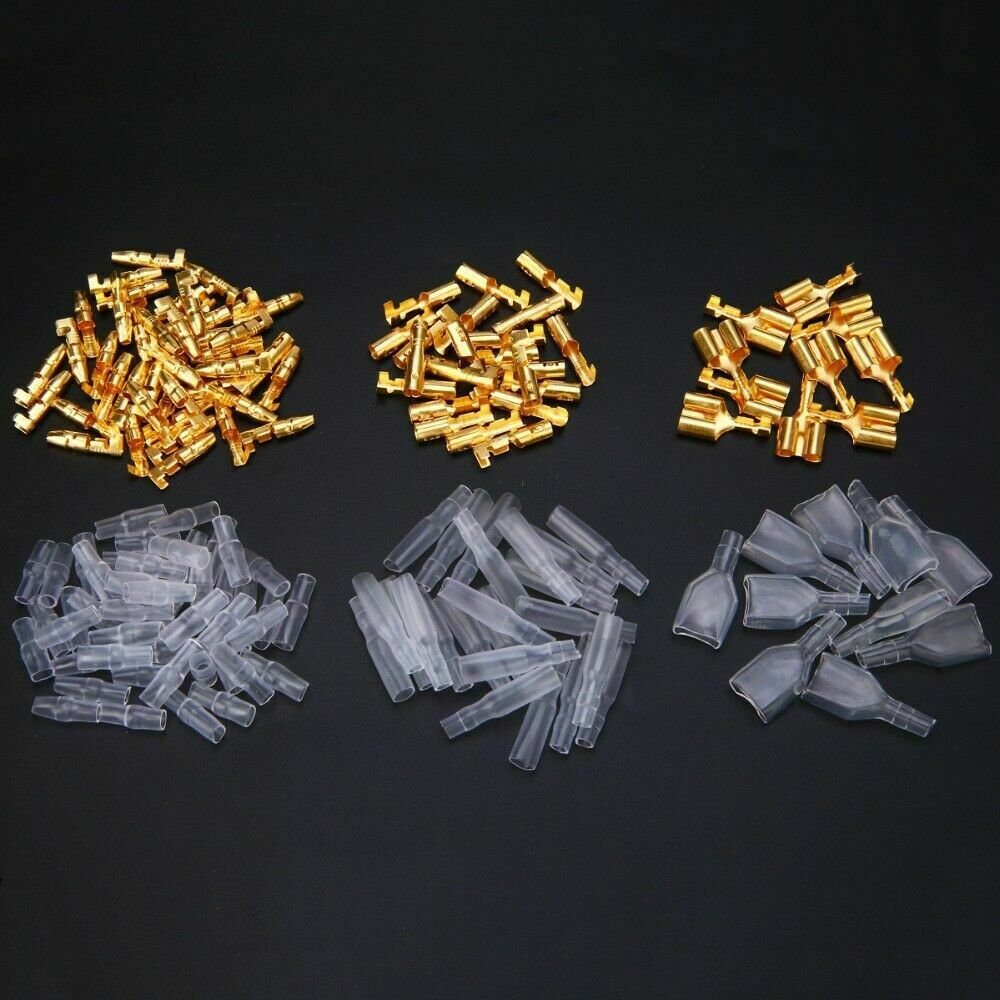 140Pcs 3.9mm Car Motorcycle Brass Bullet Male Female Terminal Wire Connectors S