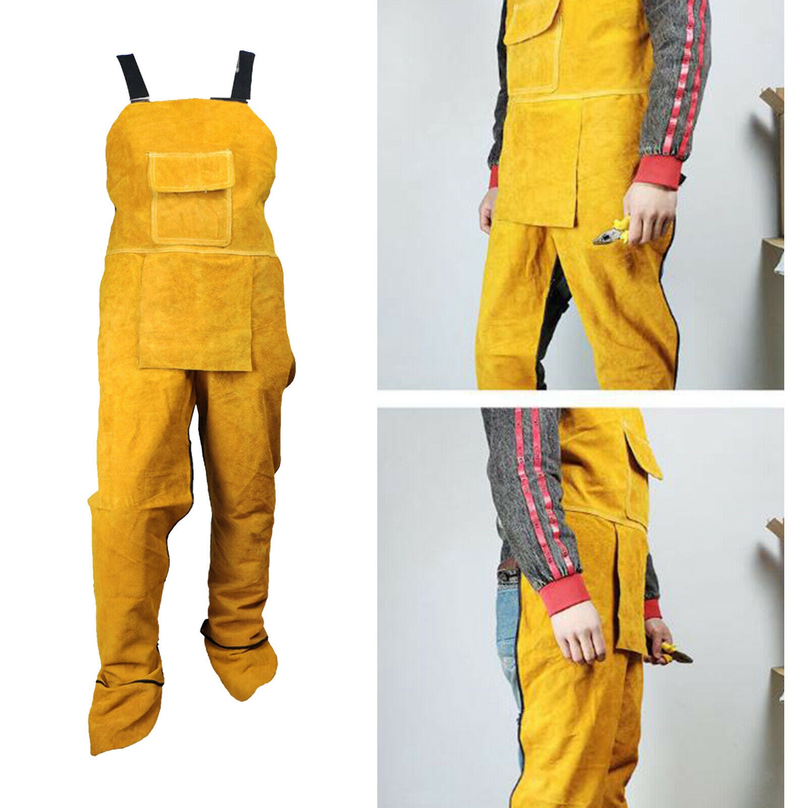 Welding Clothing Welding Apron with Pockets Heat & Flame Protaction Yellow