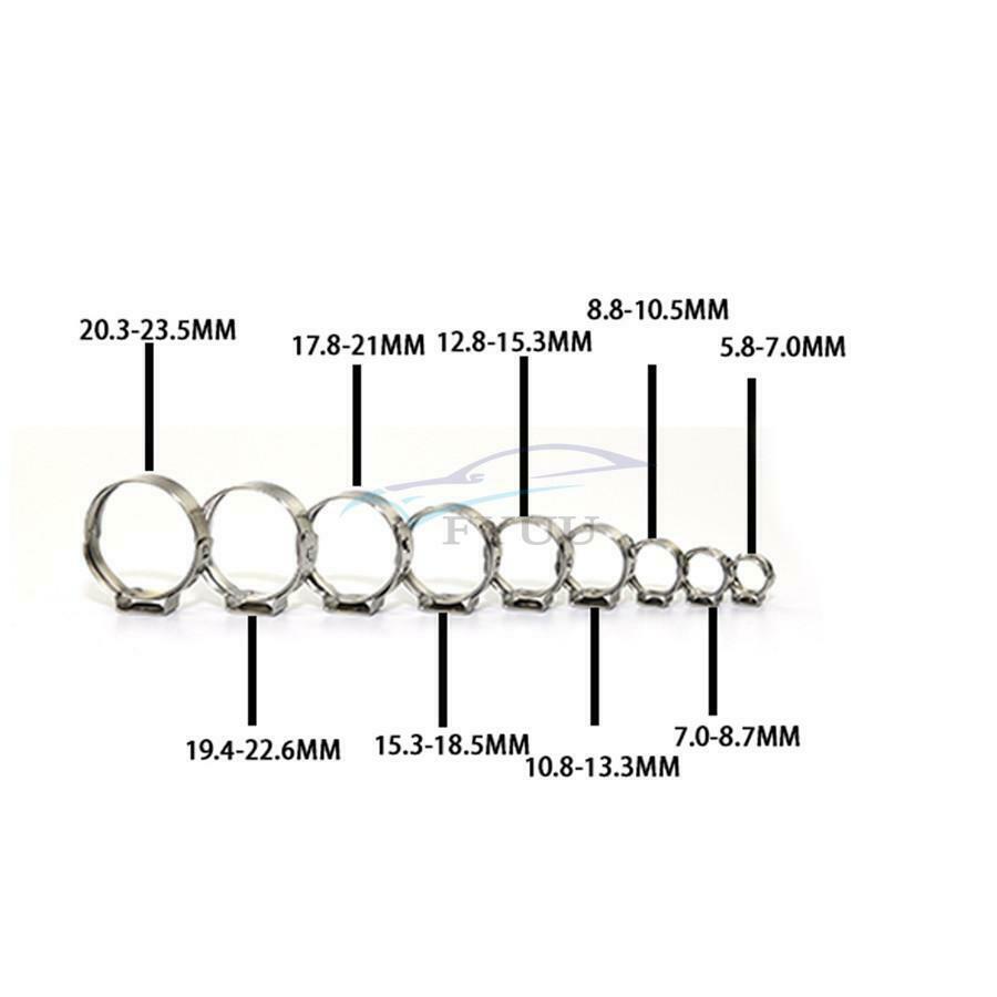 120Pcs Single Ear Plus Stainless Steel Hydraulic Hose Clamps O-Clips with Pliers