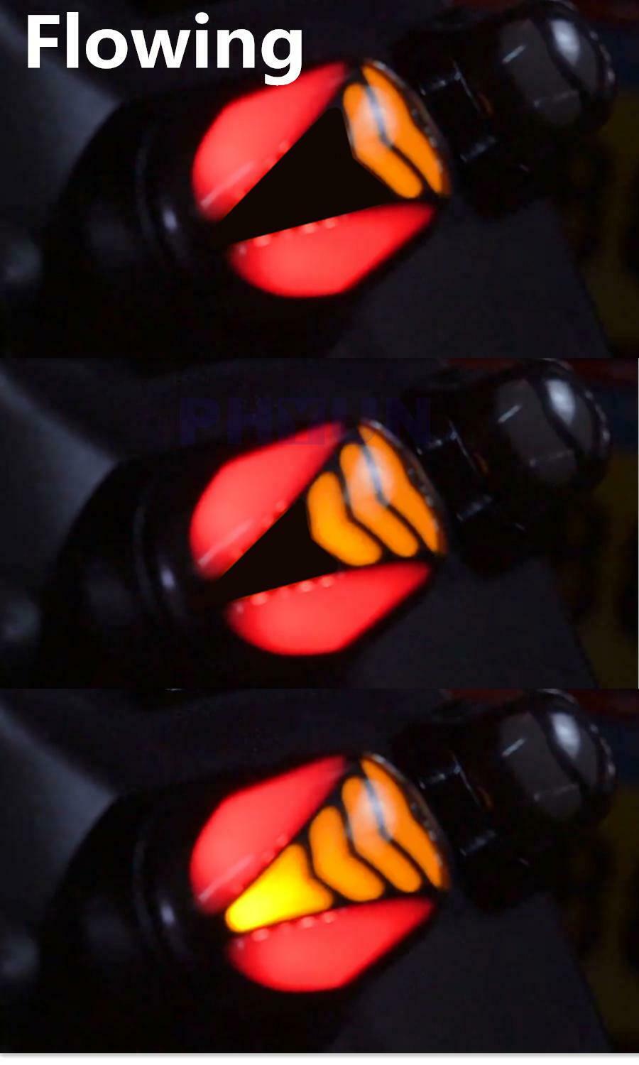 4pcs Motorcyle Round Water Flowing Turn Signal Light White DRL Red Brake Lamps