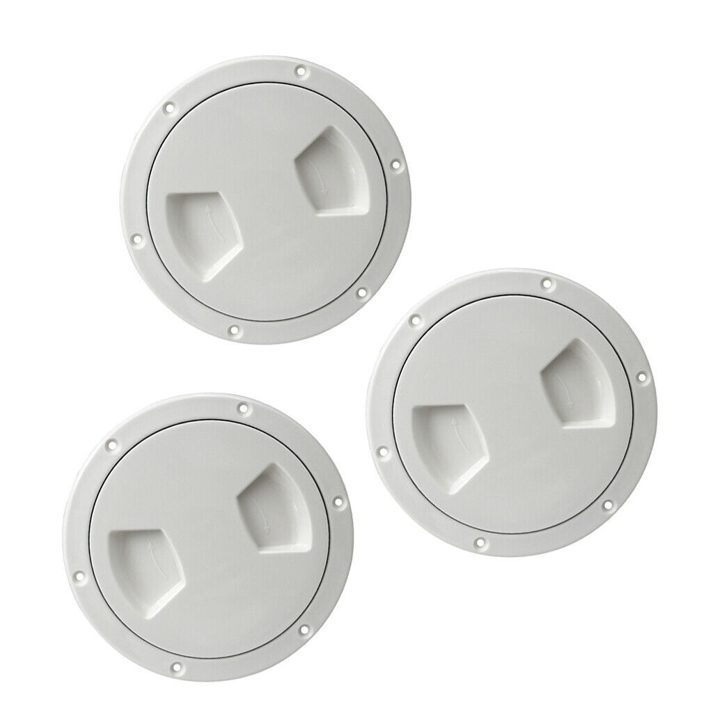 3pcs Marine Boat RV White 5" Access Hatch Cover Twist Out Deck Plate Screws