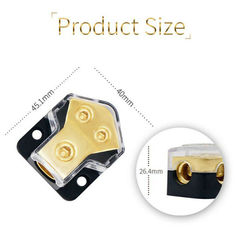 2 Way Power Distribution Block Power/Ground Splitter 0/4gauge AWG For Car Aud SJ
