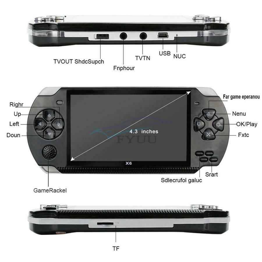 3.5-4.2V 8GB USB2.0 AVI\MP4\WMV Stereo 4.3"Portable Handheld Game Console Player