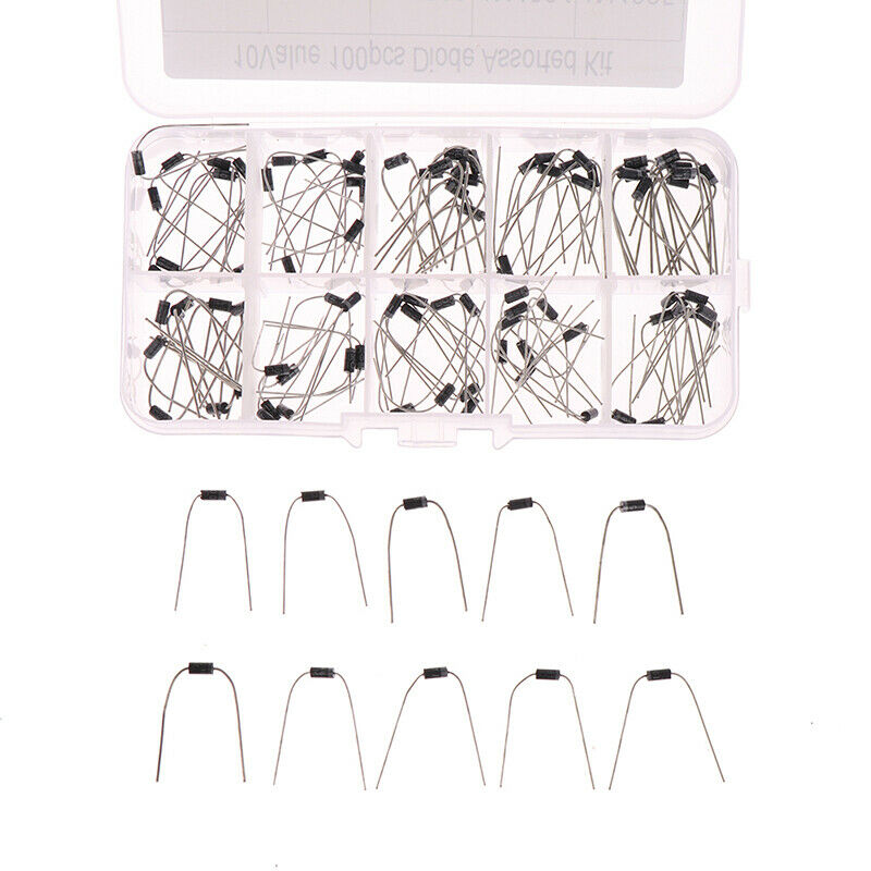 100Pc 10 Values Rectifier Diode Assorted Kit 1N4001-1N5819 With B.l8