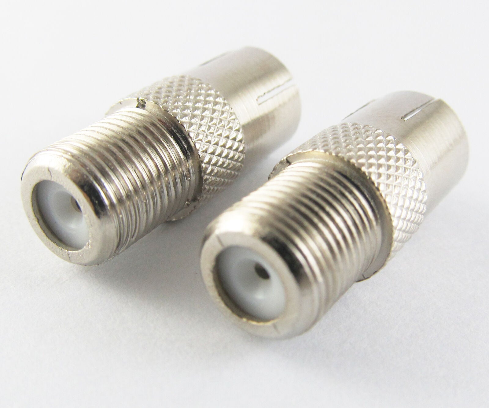 2pcs Nickel F Female Jack to TV PAL Female Jack Coaxial Connector Adapter Metal