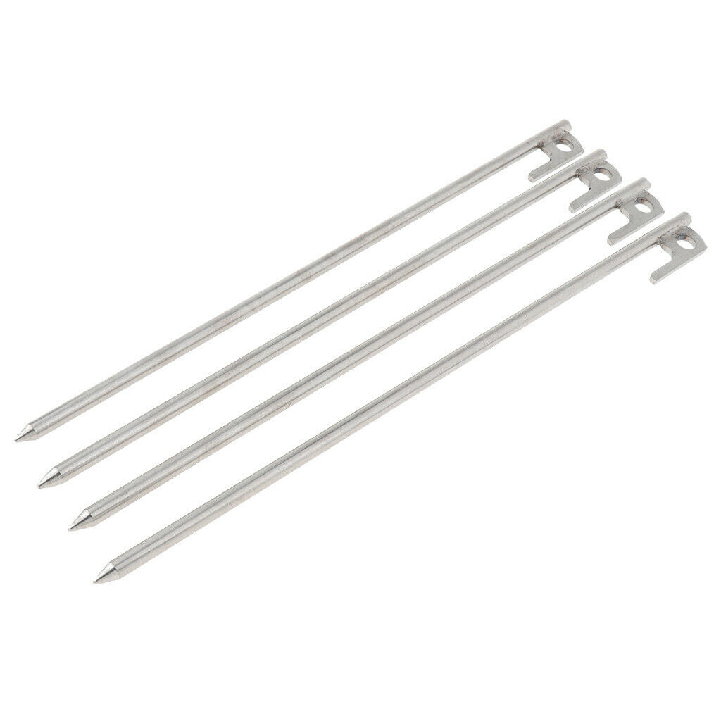 40CM 4pcs Heavy Duty Stainless Steel Camping Tent Stakes Pegs Ground Nail