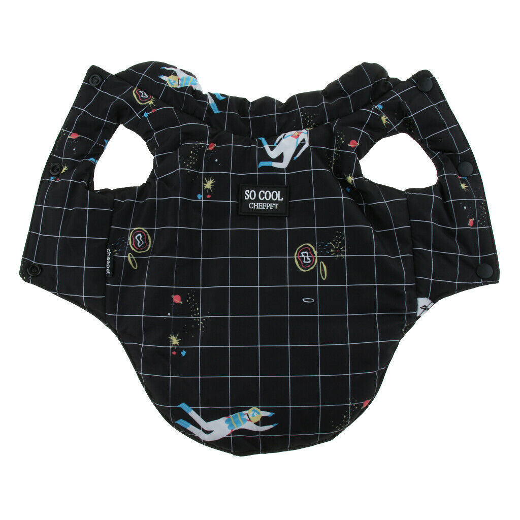 Pet Small Dog Teddy Double-sided Waterproof Cotton Vest Jacket Coat Black M