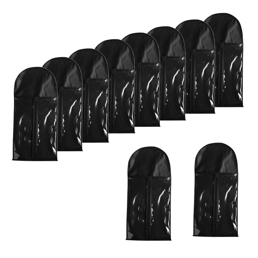 10Pcs Plastic Wigs Hairpiece Toupee Case Bag Protector Pouch Organizer Black