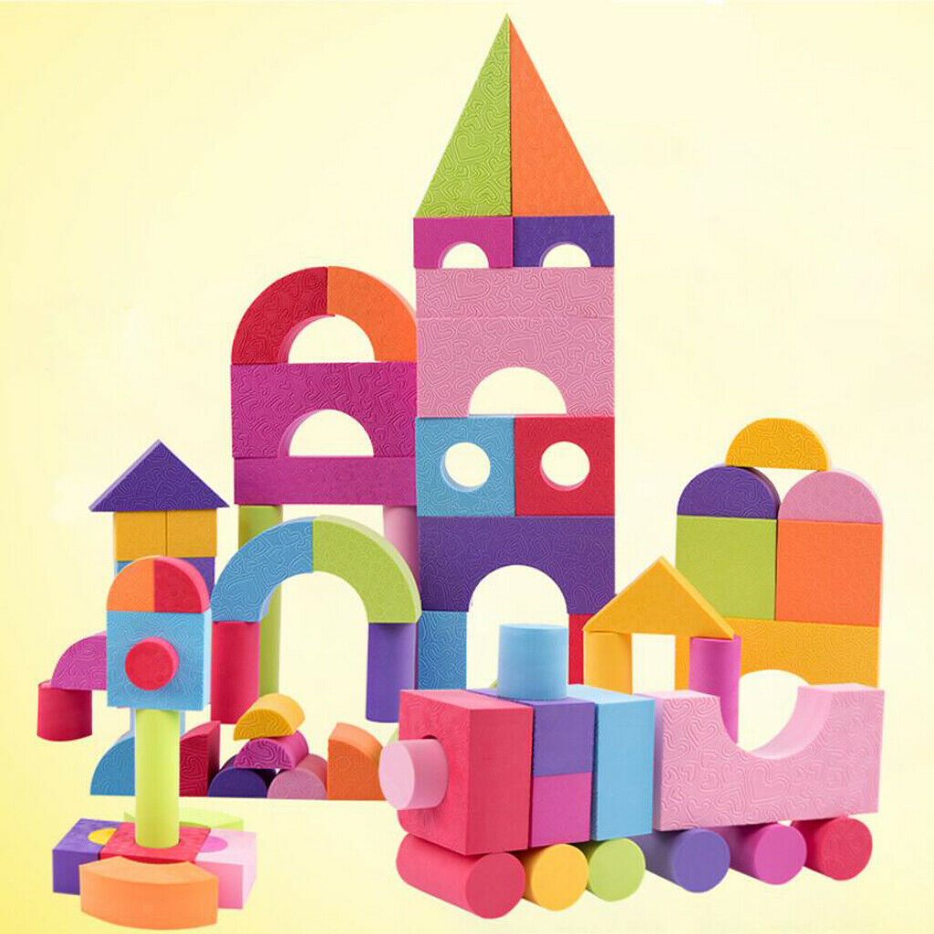 100 Pieces EVA Foam Colorful Building Blocks DIY Educational Toys for Baby