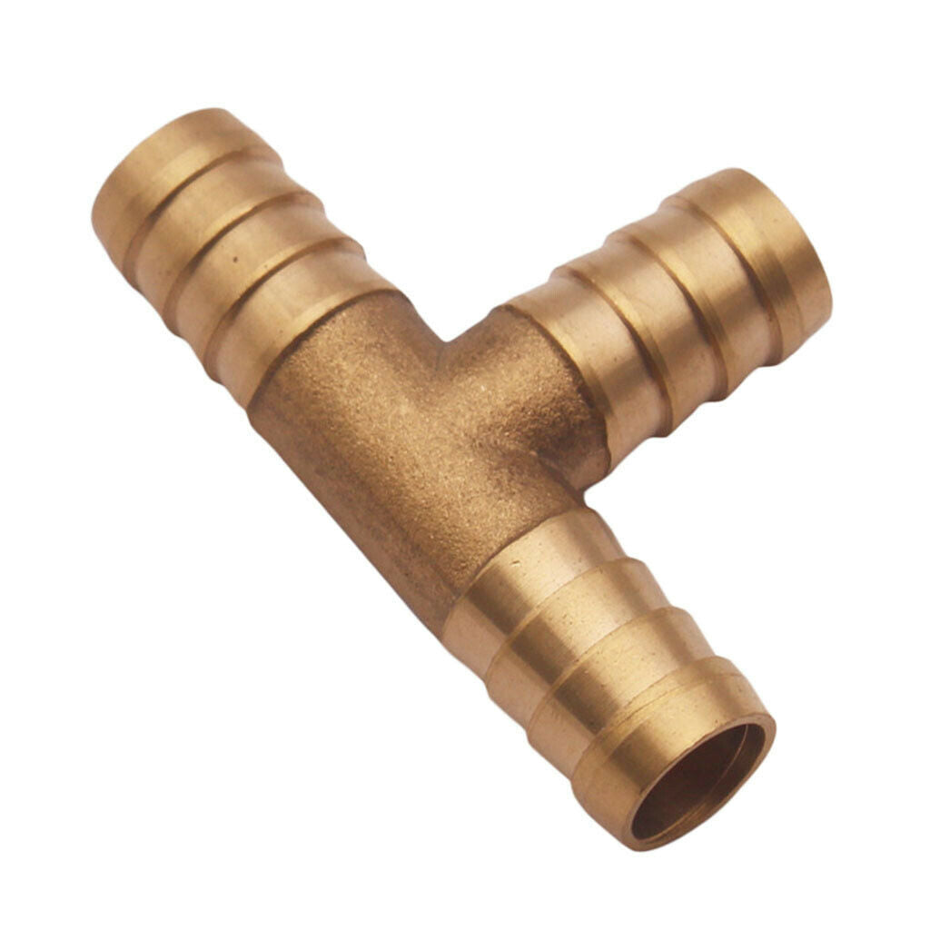 1/2" 12mm CAR HOSE BARB TEE Brass Pipe 3 WAY T Fitting Thread Gas Fuel Water