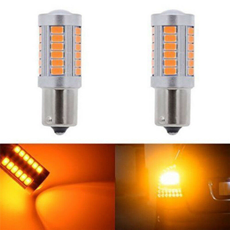 2Pcs Amber P21W 1156 Ba15S Led Bulb 5730 Smd Super Bright Car Light HxQ SJ