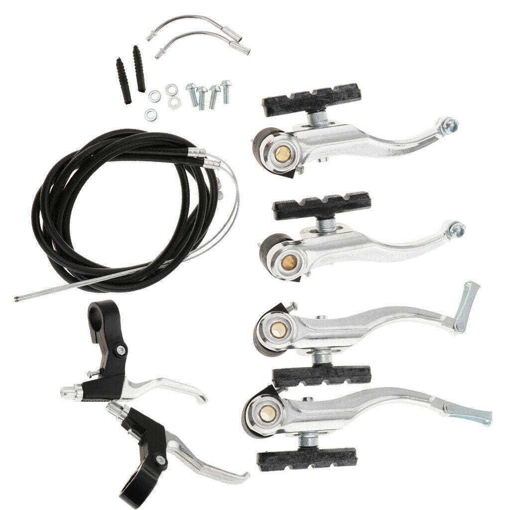 Aluminum Alloy Bike Bicycle V Brake Caliper Brakes Lever Kit Set Replacement