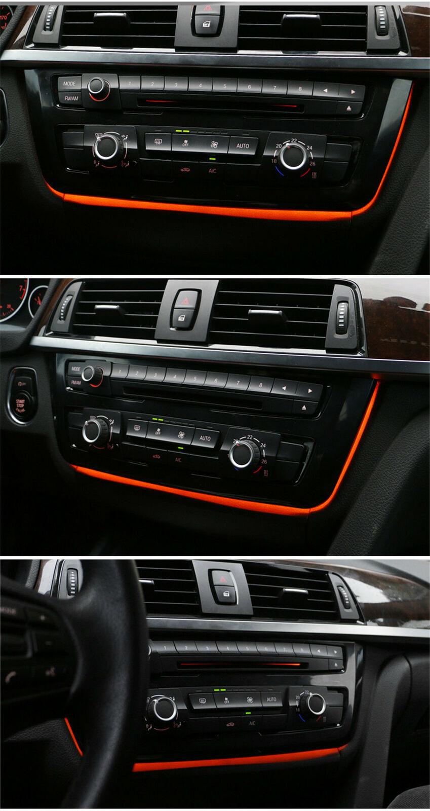 Adjustable Carbon Fiber Car Stereo Fascia Console Decoration Atmosphere Lights