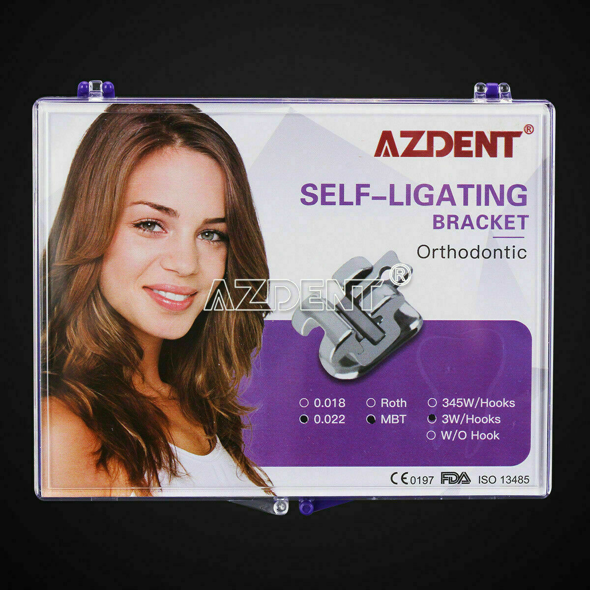 3 Packs Dental Orthodontic Self-Ligating Brackets Braces MBT.022 3 Hooks AZDENT