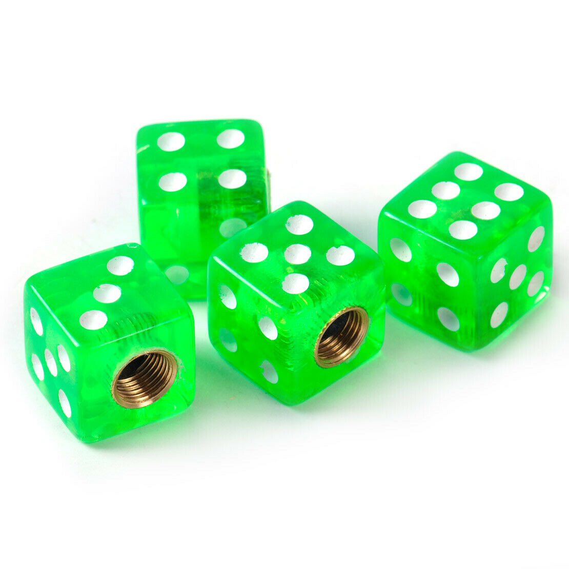 4Pcs Green Dice Tyre Wheel Rim Tire Air Valve Stem Dust Cap Cover Car Motor An