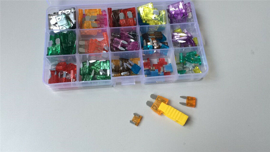 165pcs Durable Motorcycle Bike ATC Mini Blade Fuse Assortment Fuses Kit 1-40 Amp