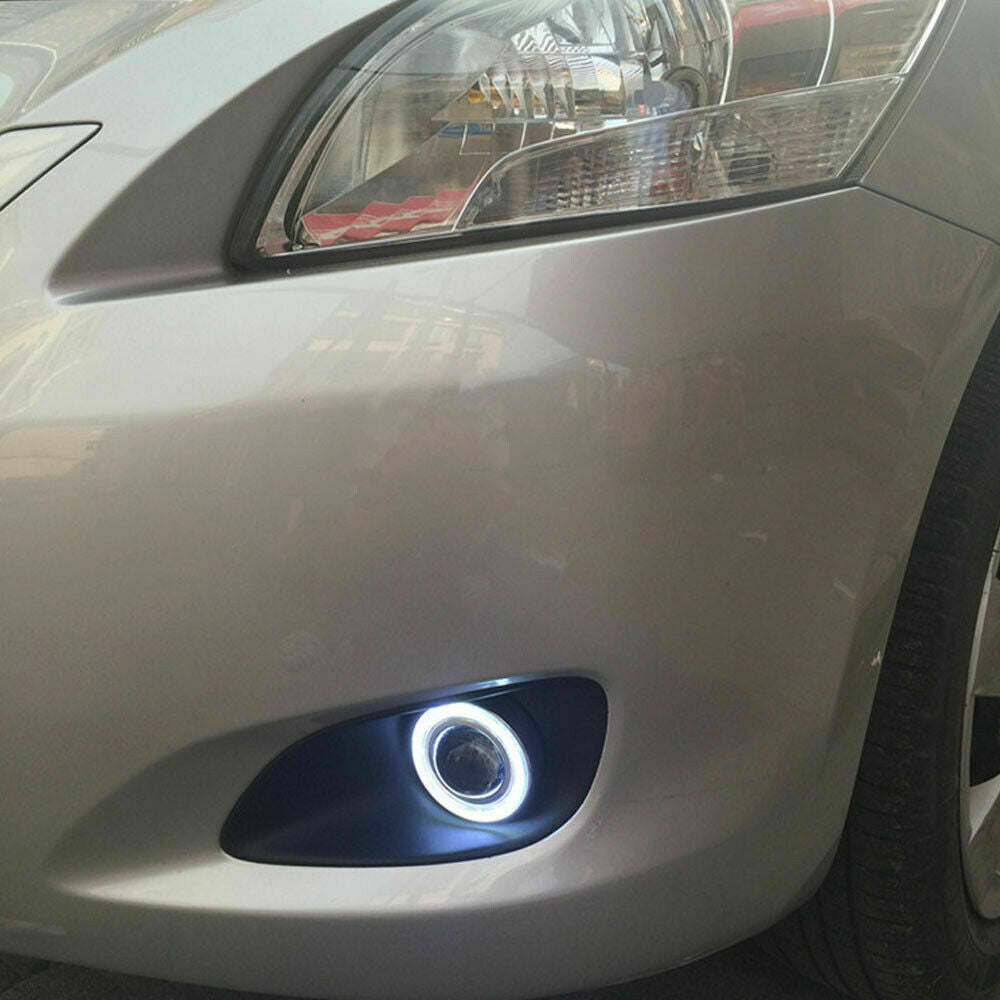 2x White  Car Fog Light Running Lamps COB Halo 3" Angel Eye Ring Hawkeye
