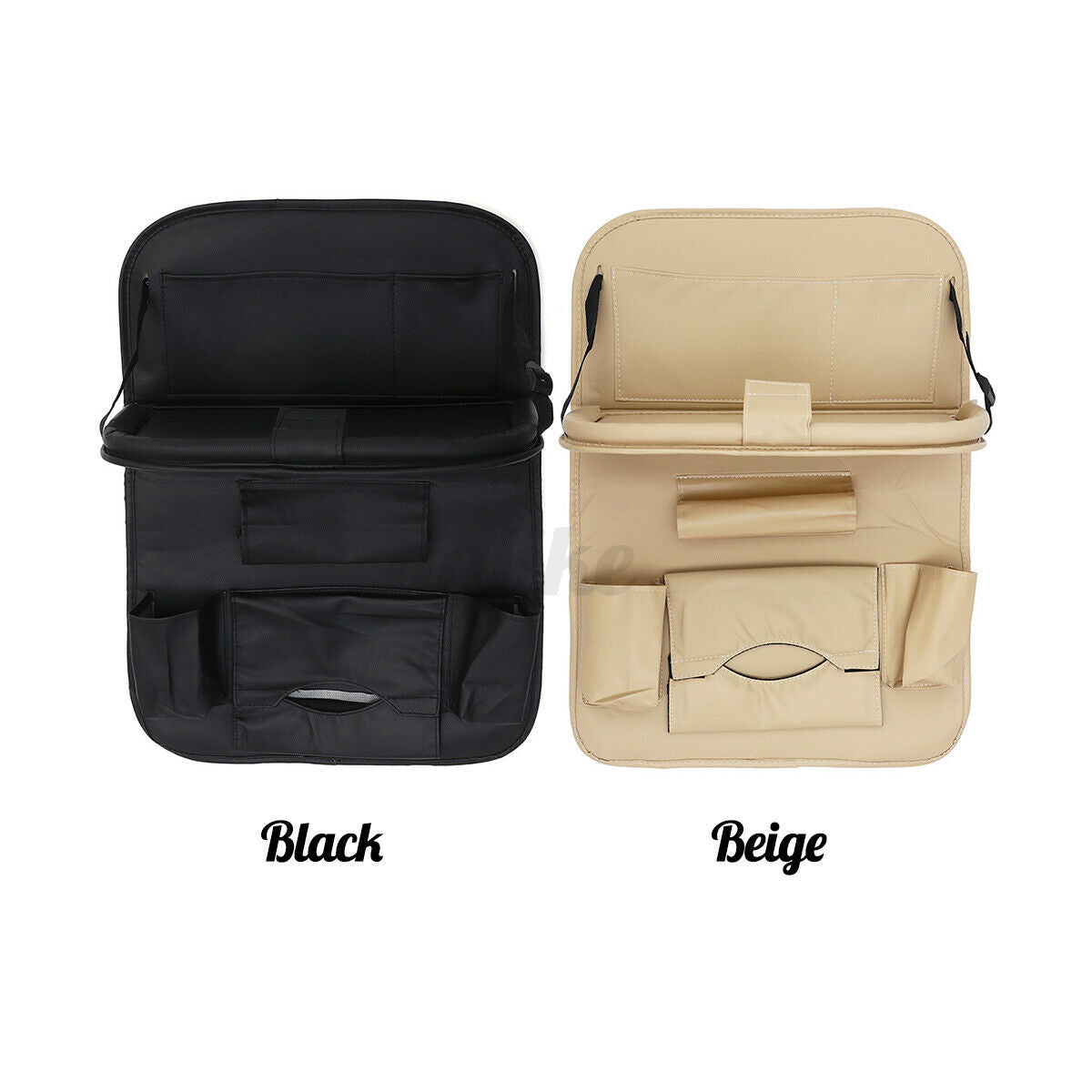 2X Foldable Car Back Seat Organiser Leather Storage Bag Table Tray Cup Hol