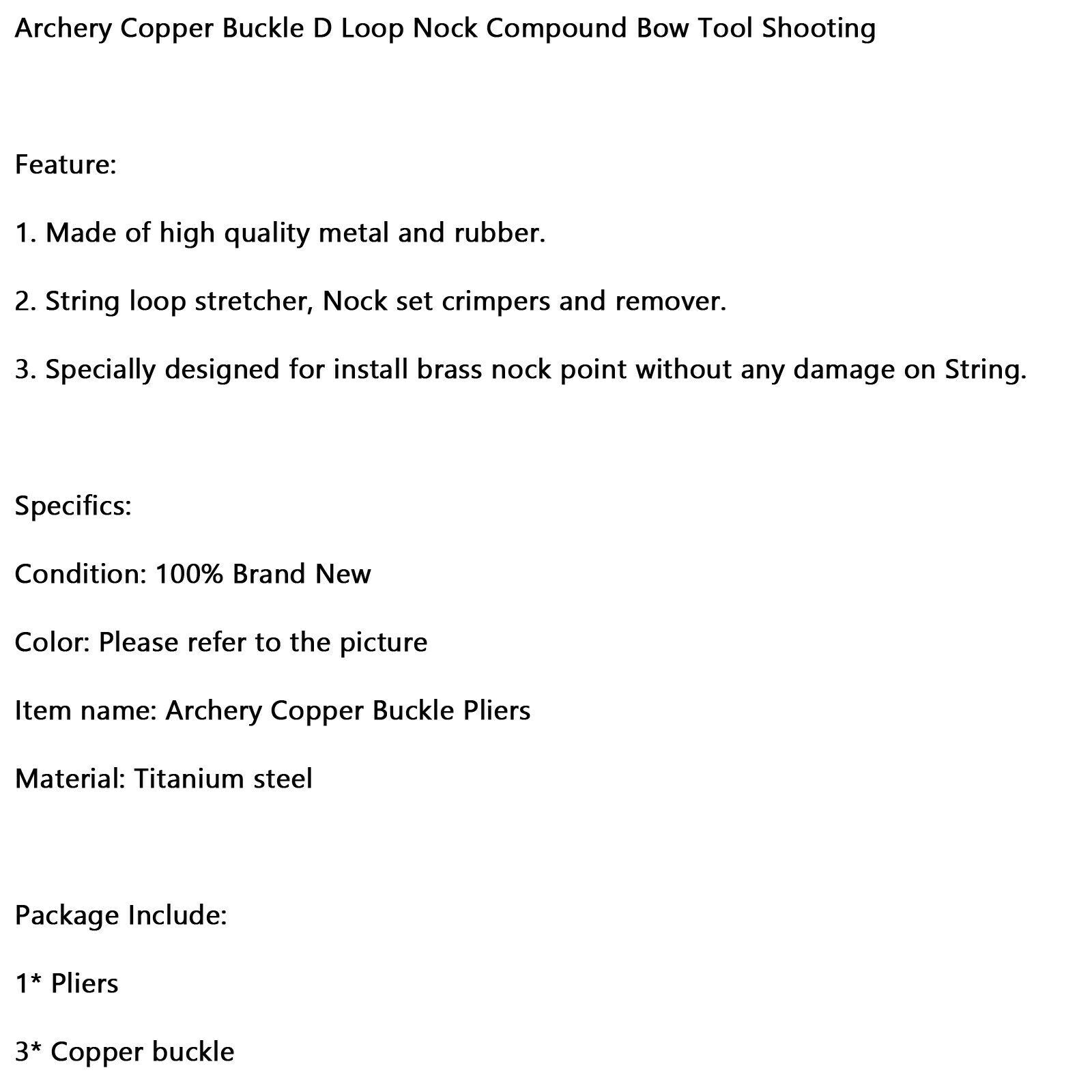 Archery Copper Buckle D Loop Nock Compound Bow Tool Shooting