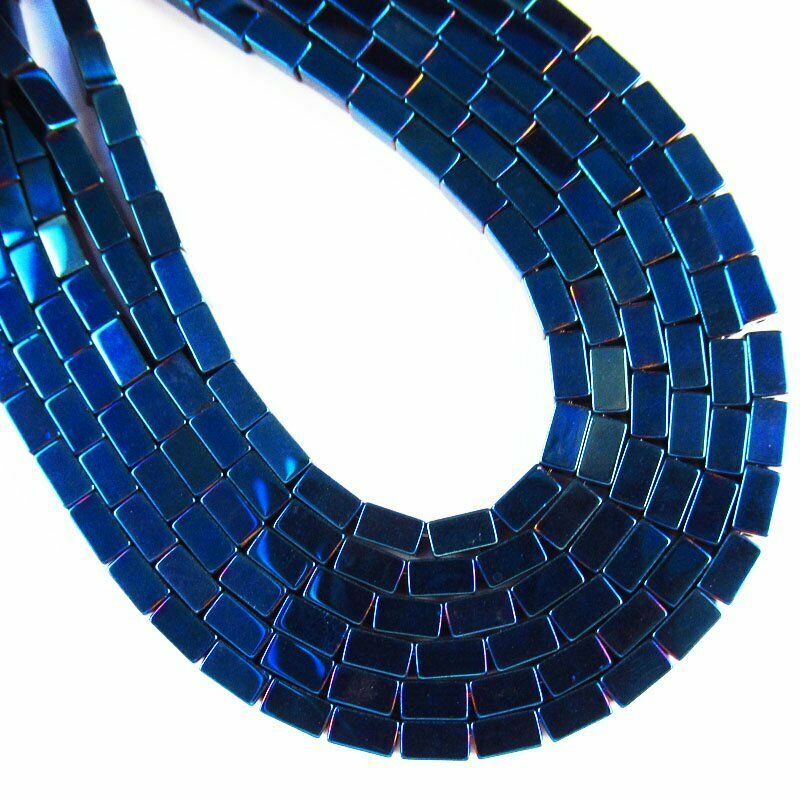 2Strand 5x3x3mm Blue Hematite Oblong Pendant Loose Bead 15.5 " 13g A-476TS