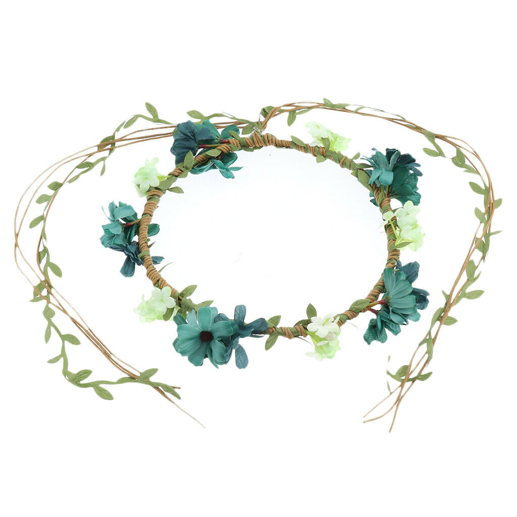 Women Flower Headband Floral Style Cross Head Wrap Hair Band Blue