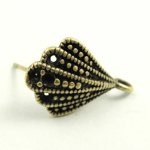 Antiqued Bronze Color Brass Metal Umbrella Shaped Earring Stud Findings 10 pcs