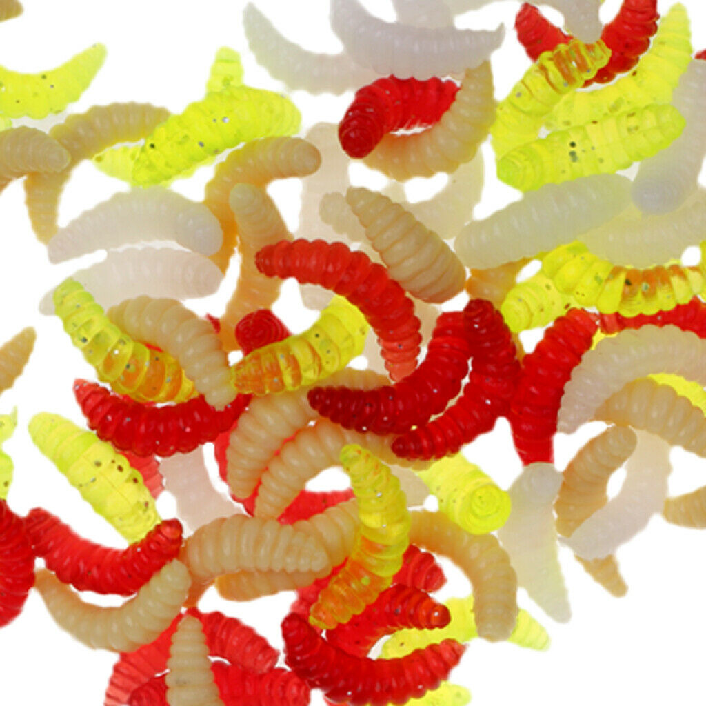 100pcs Silicone Colorful Maggots EarthWorm Soft Lures Fishing Tackle Baits