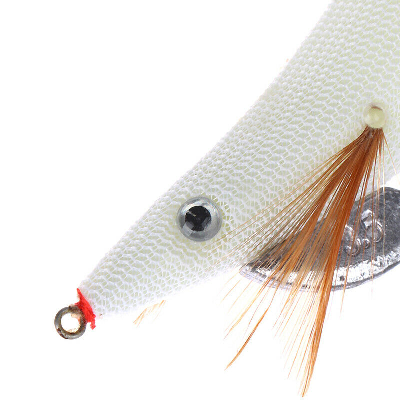 1PC Luminous Squid Jigs White Glow Wood Shrimp with Octopus Squid Jig Hoo.l8