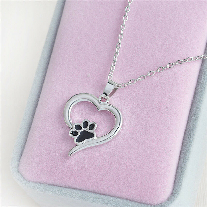 Hollow Pet Paw Print Necklace Cute Animal Dog Cat  Pendant Necklace Jewel.l8