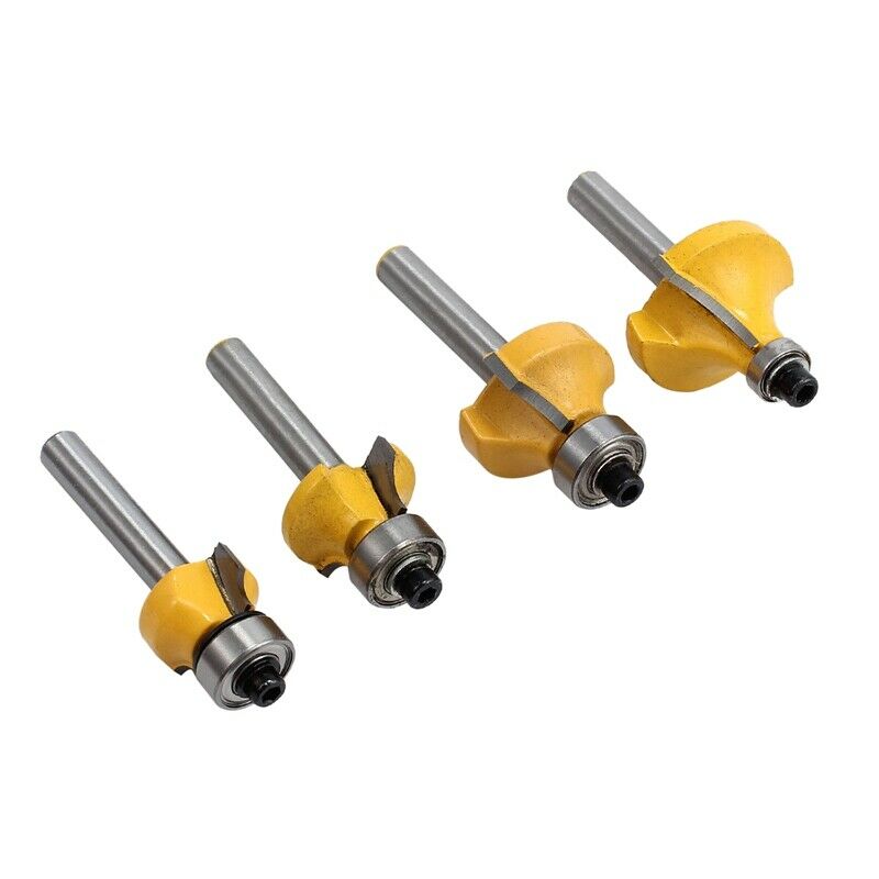 4x Round over Edging Router Bit Set 1/4 Inch Shank 1/2 Inch 3/8 Inch 1/4 Inch F6