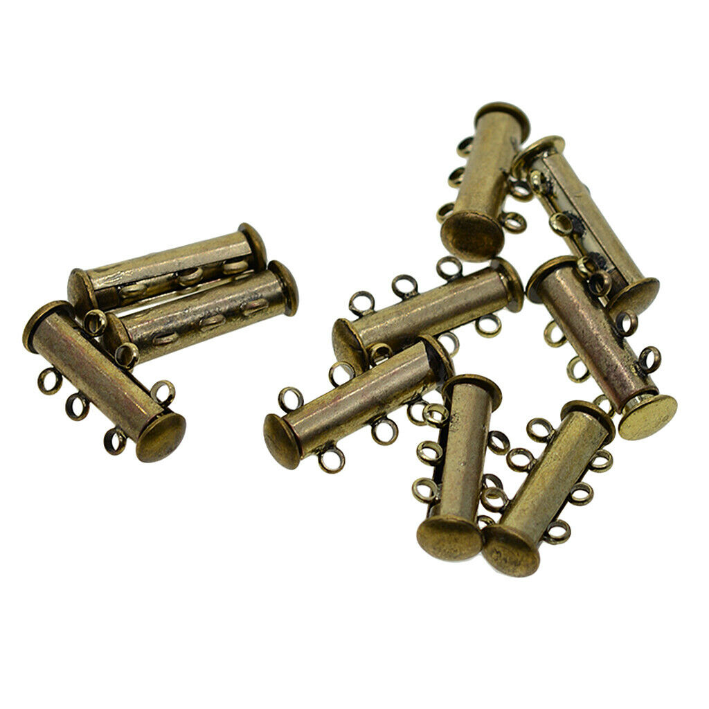 10Pcs Multi Strand Slide Magnetic Tube Clasps For Necklace Bracelets Bronze