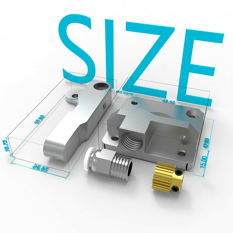 Mk8 Grey Extruder Aluminum Upgrade Dual Gear for Extruder CR10 CR-10S PRO 1.BDA